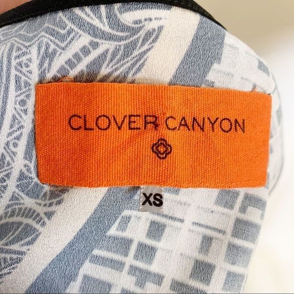 CLOVER CANYON Bright Tropical Print Silky Criss Cross Abstract Blouse - Picture 8 of 10